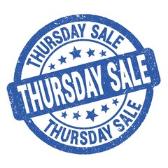 Fototapeta premium THURSDAY SALE text written on blue round stamp sign.