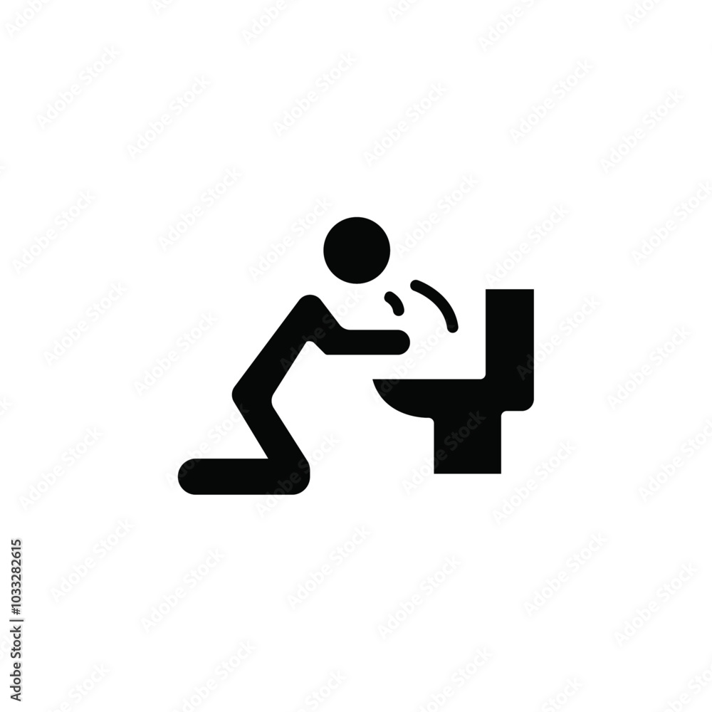 Poster vomiting in bathroom icon web design in vector