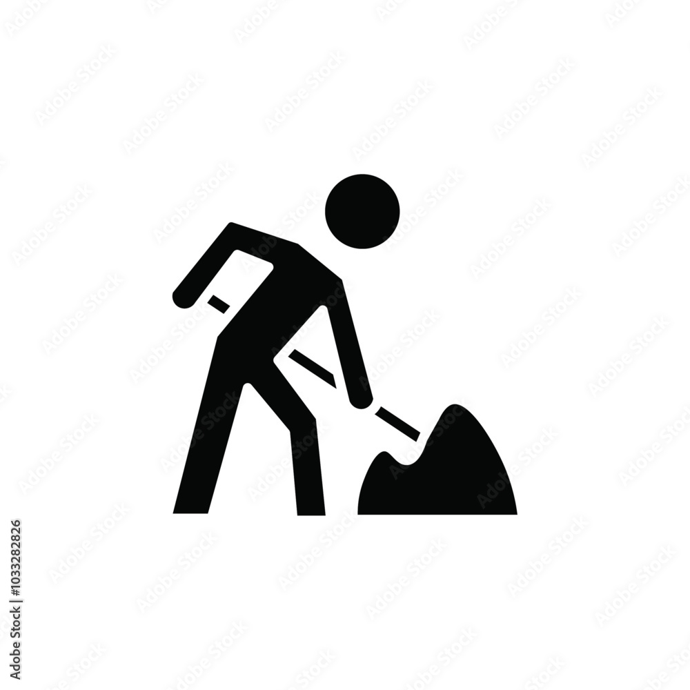Aufkleber worker digging icon web design in vector