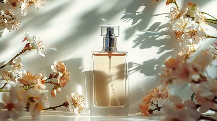 Elegant Perfume Bottle with White Blossoms