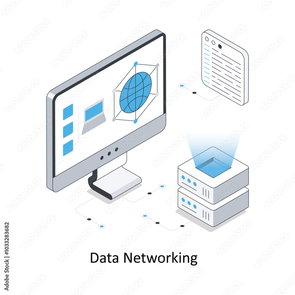 Poster data networking isometric stock illustration. eps file stock illustration