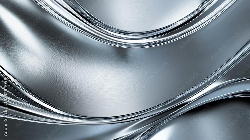 Poster A smooth and reflective metallic surface with flowing curves and a shiny, silver appearance, creating an abstract and modern aesthetic.