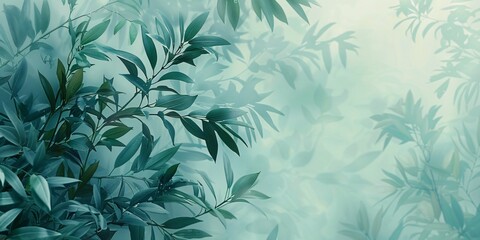 Spring Chinese Illustration: Blooming Flowers and Sprouting Plants with Minimalist White Space.