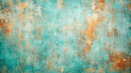 Obraz premium A Textured Canvas of Teal and Rust Hues, Creating a Distressed Abstract Background