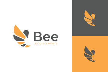 Bee silhouette modern logo icon design for honey comb vector illustration