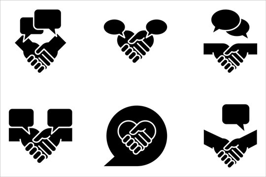 deal handshake speech bubble icon set on white background
