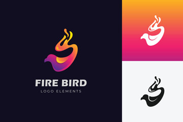 Fire bird gradient logo design with colorful shape energy symbol. vector logo illustration