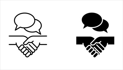 deal handshake speech bubble icon set on white background