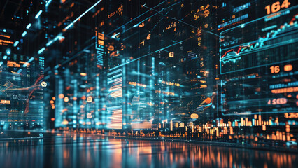 Fototapeta premium Hologram: Manifesting Digital Economy Data
