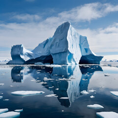 Vast Iceberg Floating in an Arctic Sea
