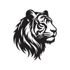 Vector tiger head, face for retro logos, emblems, badges, labels template and t-shirt vintage design element. Isolated on white background