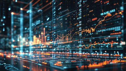 Fototapeta premium Hologram: Manifesting Digital Economy Data