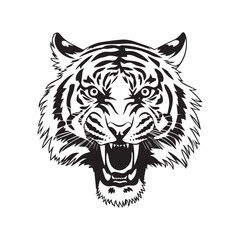 Vector tiger head, face for retro logos, emblems, badges, labels template and t-shirt vintage design element. Isolated on white background