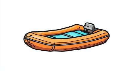 A simple drawing of an inflatable boat, perfect for use as an icon. It's isolated on a white background so you can easily use it in your designs.