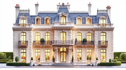 Fototapeta premium Elegant luxury mansion with intricate architectural details