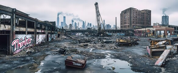 The ruins of the city, destroyed buildings