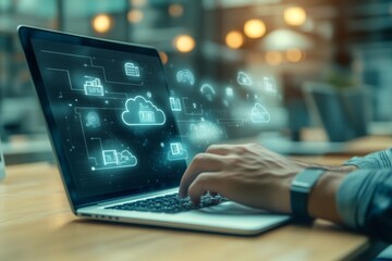 Fototapeta premium Connecting to the cloud one keystroke at a time