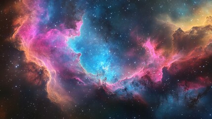 Obraz premium A Cosmic Nebula with Swirling Clouds of Gas and Dust