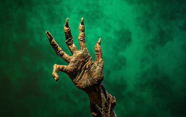 Zombie Hand on Solid Background