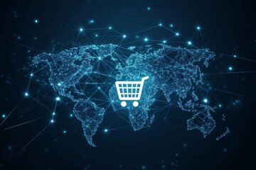 Global E-Commerce: A Shopping Cart Icon Highlighting Worldwide Digital Retail