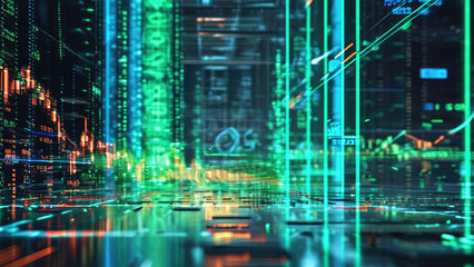 Naklejka premium Economic Symbols in the Digital World: Depicting the Future