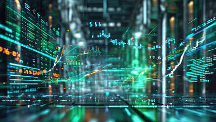 Fototapeta premium Economic Symbols in the Digital World: Depicting the Future