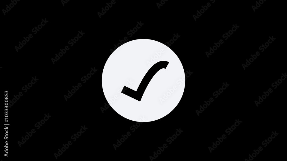 Poster the check mark icon is red in color. allowed tick mark icon . black background.