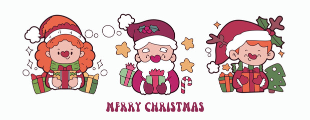 Cute children Christmas Cute hand drawn Elements Illustration cards