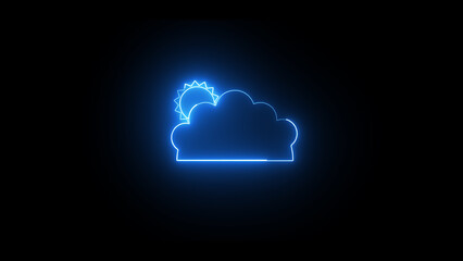 Weather icon neon red color  on black background.