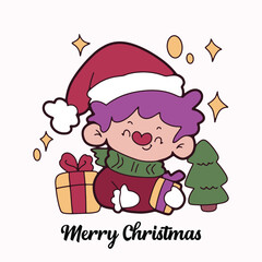 Cute children Christmas Cute hand drawn Elements Illustration cards