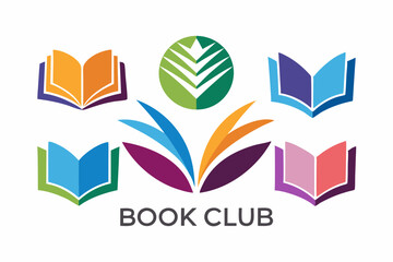Minimalist book club logo collection with abstract designs for creative branding
