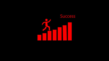 Successful business graph white  black background	