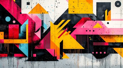 Abstract Geometric Graffiti Wall Art Urban Street Art