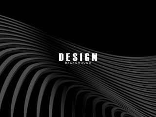 Abstract futuristic dark black background with wave design. Realistic 3d wallpaper with luxurious flowing lines. Perfect background for posters, websites, brochures, banners, applications, etc.