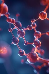 Complex Molecular Structures with Glowing Connections and Bokeh