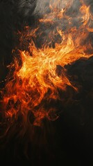 Obraz premium The fire is burning on a black background