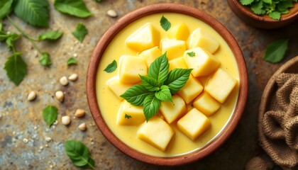 Breadfruit Curry (Del Curry) Garnished with Fresh Herbs (Sri Lankan Cuisine)
