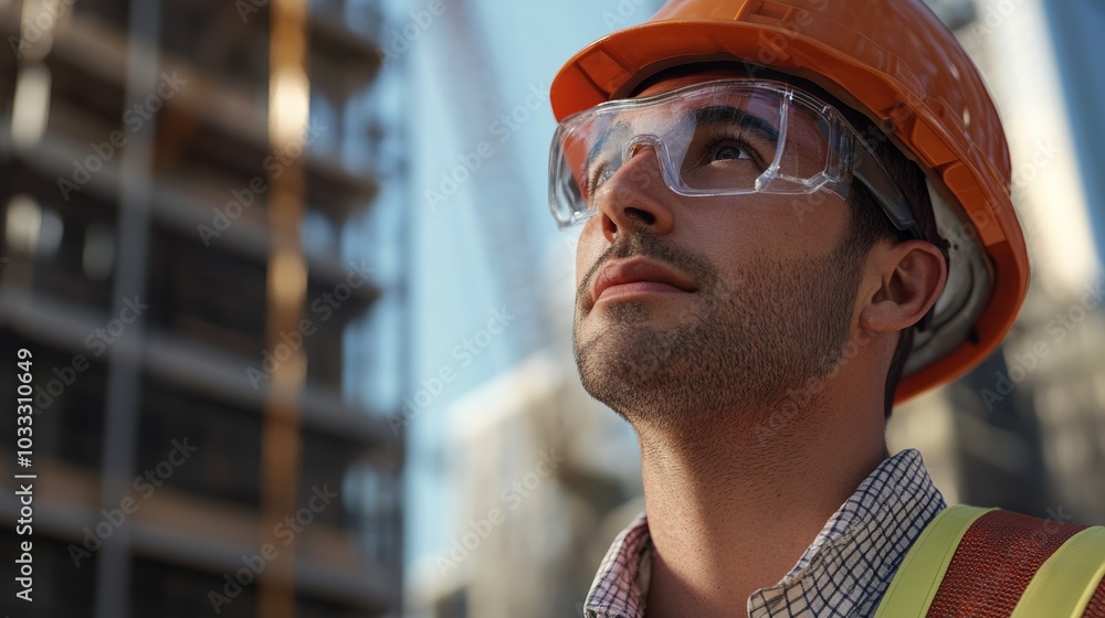 Poster construction worker in 3d render, providing detailed, realistic visualizations for architectural or 