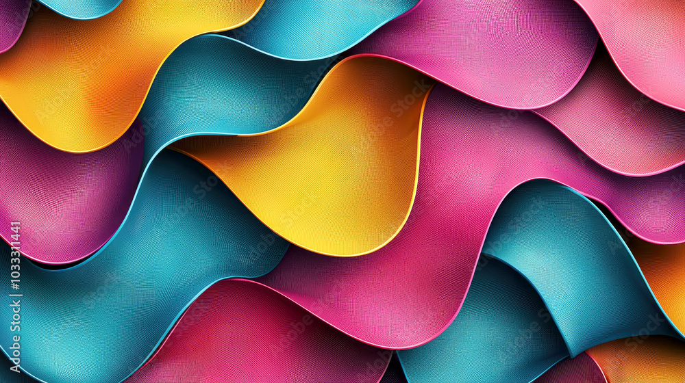 Poster abstract waves of vibrant colors creating a dynamic visual texture.