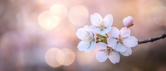Fototapeta premium sakura with delicate blurred background of sakura garden