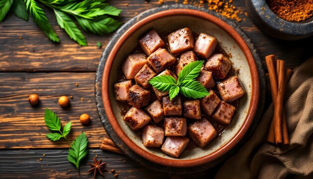 Traditional Fish Ambul Thiyal (Sour Fish Curry) in a Clay Bowl (Sri Lankan Curry)