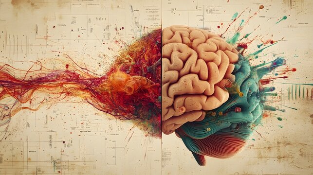 Abstract Brain Exploding with Color and Design