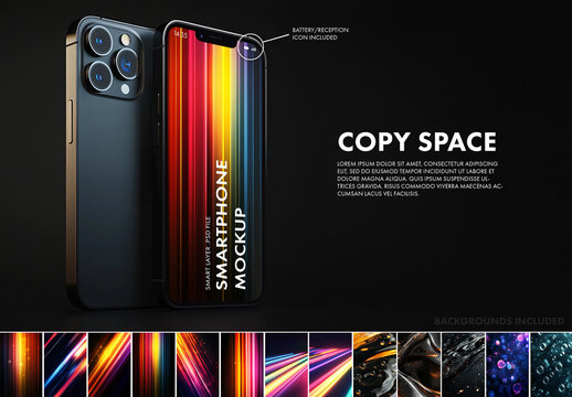 Smartphone mockup with background images included, generative ai images