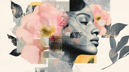 Artistic portrait blending nature and abstract elements