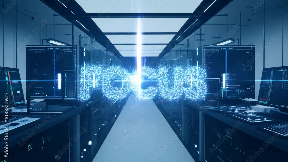 Fototapete inside a modern data center exploring advanced technology and server infrastructure in an ultra-secu