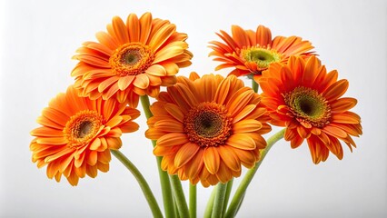 Bouquet of orange gerber daisies on white background