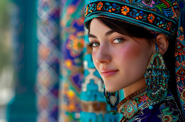 Young beautiful Uzbek woman in national costume