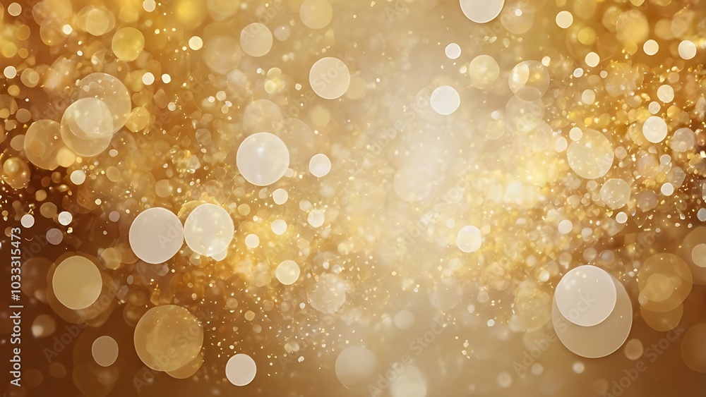 Poster abstract illustration grunge background featuring a bokeh effect with a warm, golden color palette, 