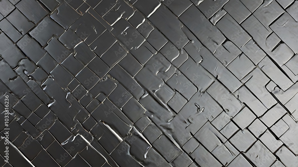 Poster close up view of a textured surface background with a herringbone pattern, appears to be metallic, w
