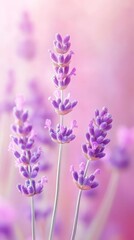 Naklejka premium close-up of lavender with delicate blurred background of lavender field